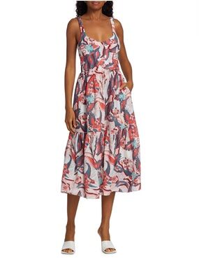 Saks Atelier 17.56 Belen Floral Single-Tiered Midi Skirt Dress
